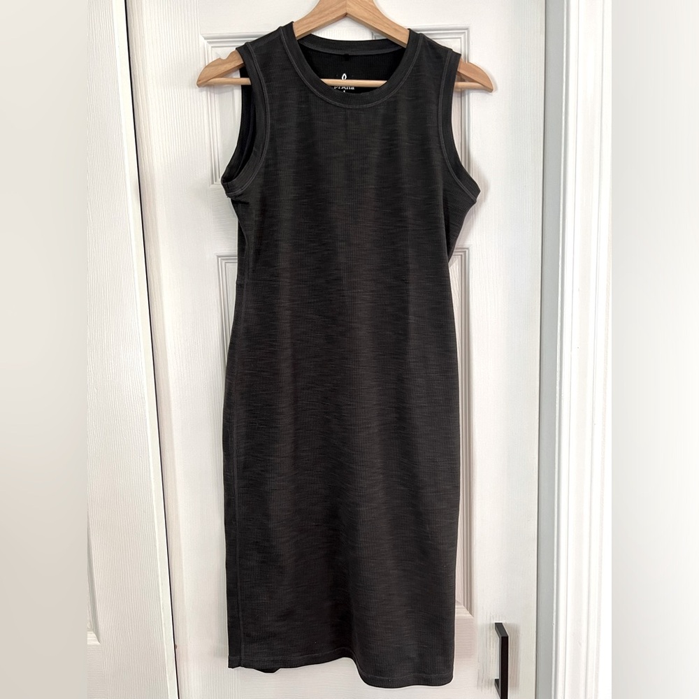 Prana Becksa Dress Black Ribbed Bodycon Athletic Travel Athleisure Dress